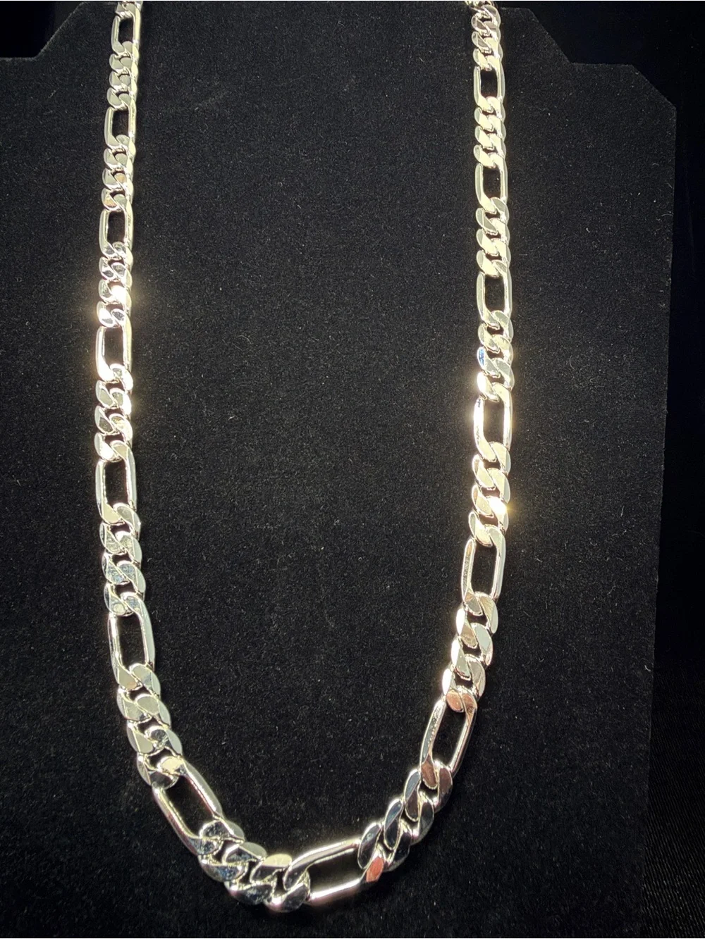 925 Sterling Silver Stamped Figaro 22in 8MM Necklace Lobster Clasp 41.7g